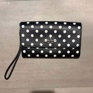 kate spade Black and White Polka Dot Wristlet Clutch